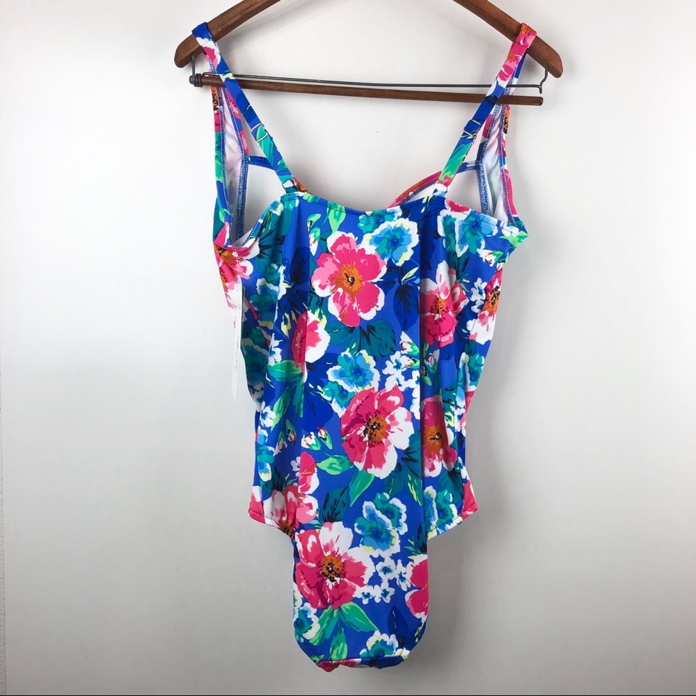 Penbrooke Blue Floral One Piece Swimsuit - Picture 2 of 6